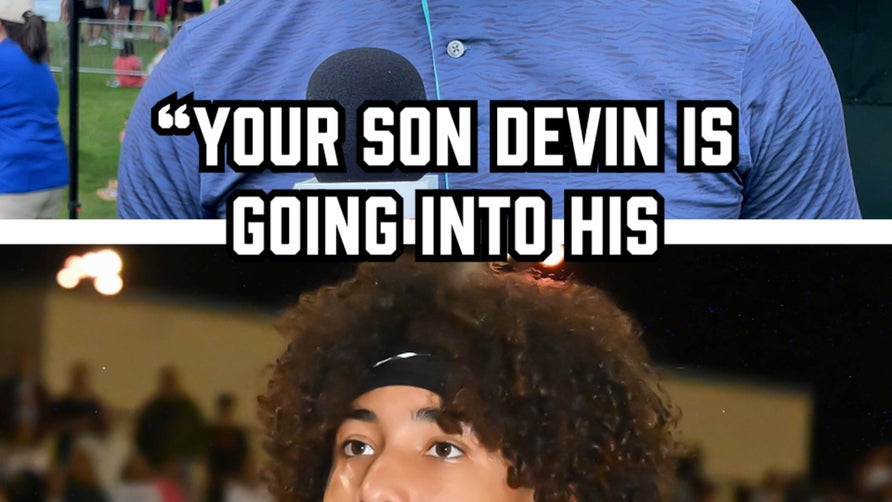 Larry Fitzgerald shared his thoughts on his son Devin's football potential as he enters his junior year at Brophy College Prep (Phoenix, AZ) and ranked Arizona high school football among the nation's best while at the American Century Championship in Lake Tahoe.