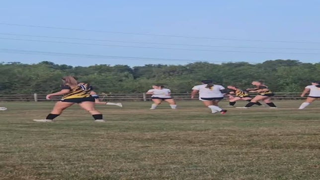 Peru player, Nora Brooks places a beautiful shot into the top right 90 of the goal against Tippecanoe Valley's Keeper.