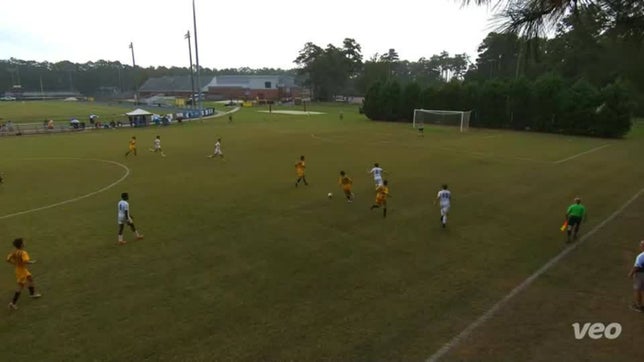 Ace's keeper Patrick Godwin with one of many 1v1 tackles against Manteo