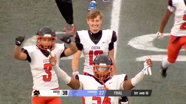 Higlights of Cocoa's (Cocoa, FL) 38-27 win over Gadsden County (Havana, FL) in the FHSAA 2A state championship. It was the Tigers third straight state championship.