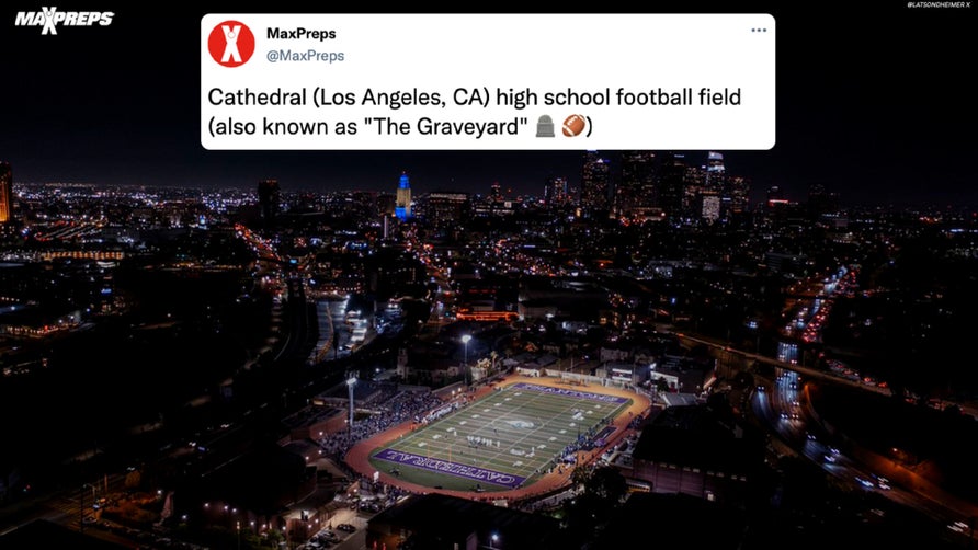 Cathedral High School's (Los Angeles, CA) football stadium is located in the heart of downtown LA.