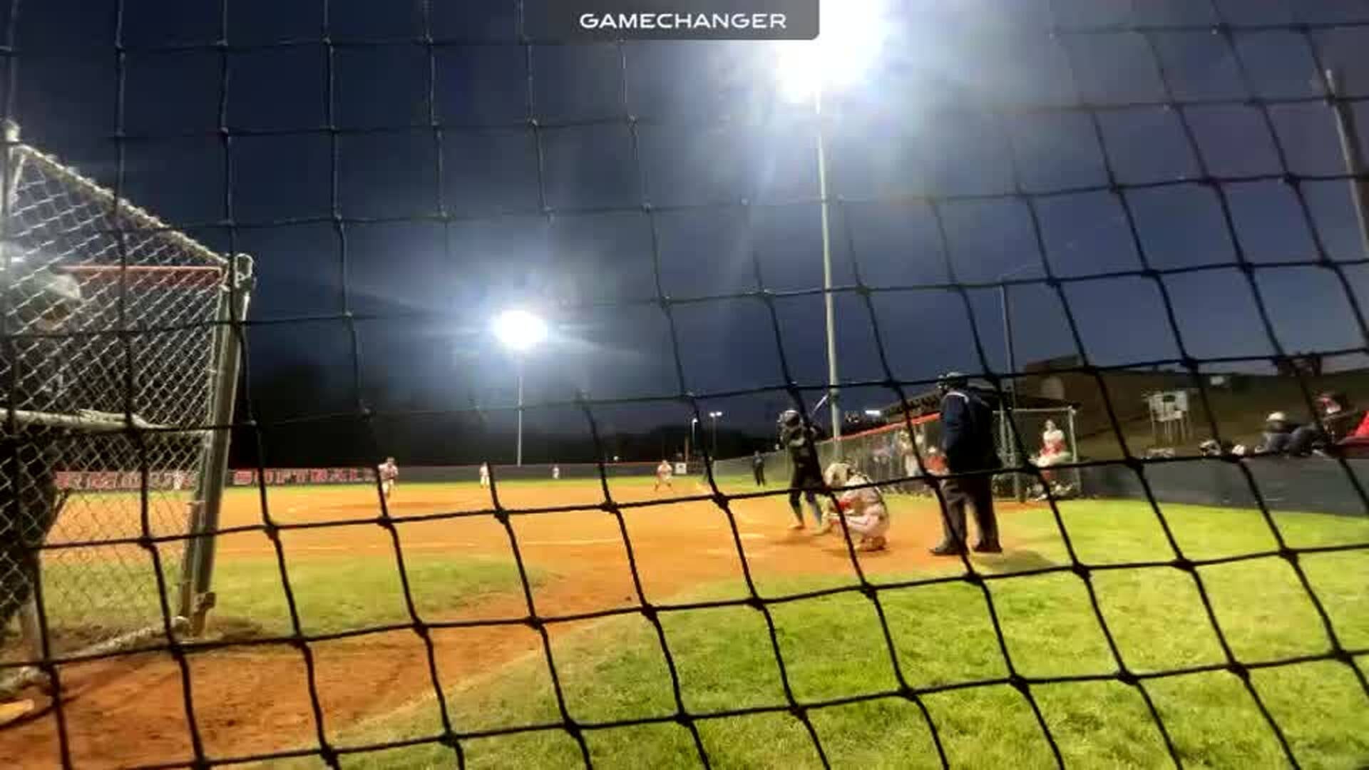 Bailey Huff Hits Double off Centerfield Fence