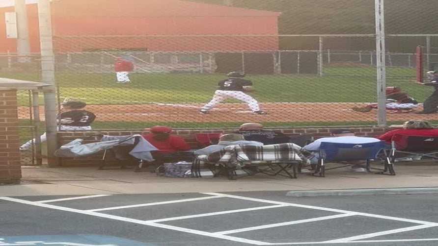 Liam Garrett gets a double on a opposite field fly ball