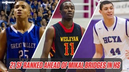 Who were the 21 Small Forwards Ranked Ahead of Mikal Bridges in High School?