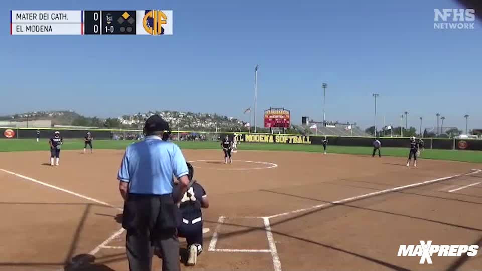 Mater Dei Catholic secures the Socal D1 softball title over El Modena 12-3!