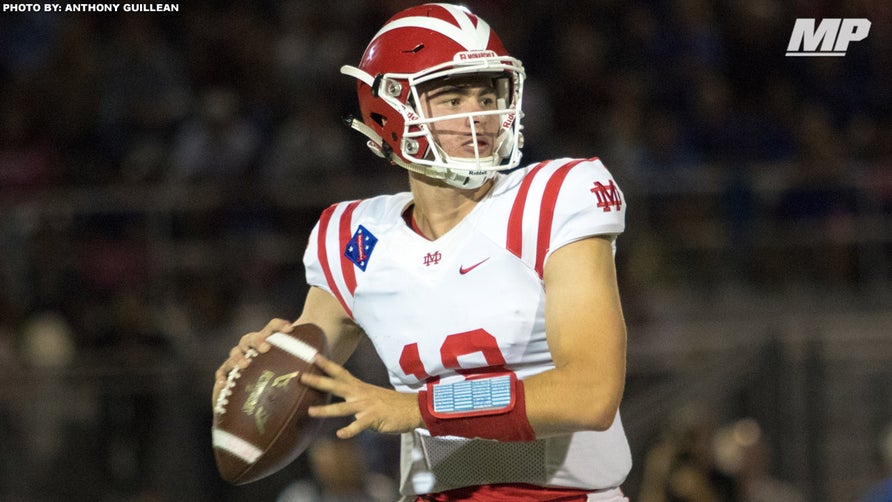 Mater Dei's (CA) 5-star quarterback JT Daniels threw for 300+ yards and five touchdowns in a 51-21 win against Orange Lutheran (CA).