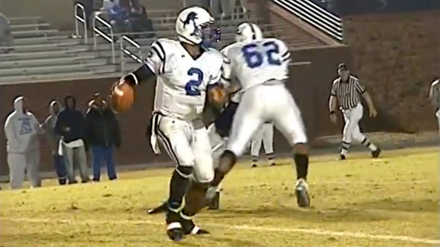 State playoff game between Statesboro High and Westlake featuring Westlake QB Cameron Newton of Auburn and University of Georgia defensive stand-outs Justin Houston(42) and DeAngelo Tyson (85). The coach on sidelines is Dan Mullen MSU head coach, then Florida OC.