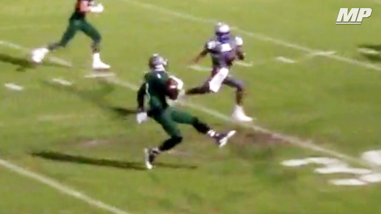 Top 2019 recruit high steps his way for pick-six