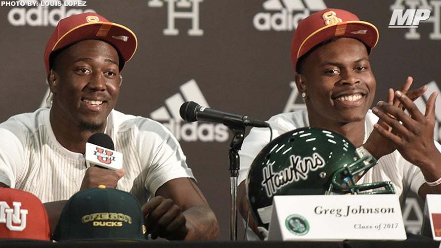 Hawkins (CA) 5-star wide receiver Joseph Lewis and 4-star athlete Greg Johnson join us on Facebook Live to talk about committing with USC.