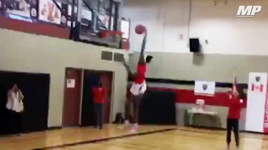 King's Way Christian's (Ontario, Canada) 15-year old sophomore Laeticia Amihere has become a dunking sensation over the summer.