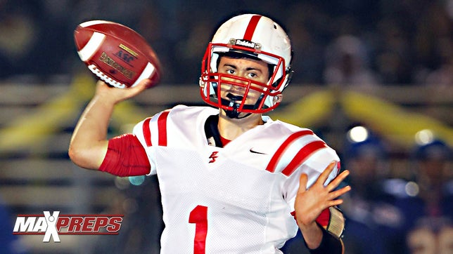 Will Olvera, Palm Springs (CA), 21 of 23 for 536 yards, 8 touchdowns in a 70-0 win over Coachella Valley (Thermal, CA)