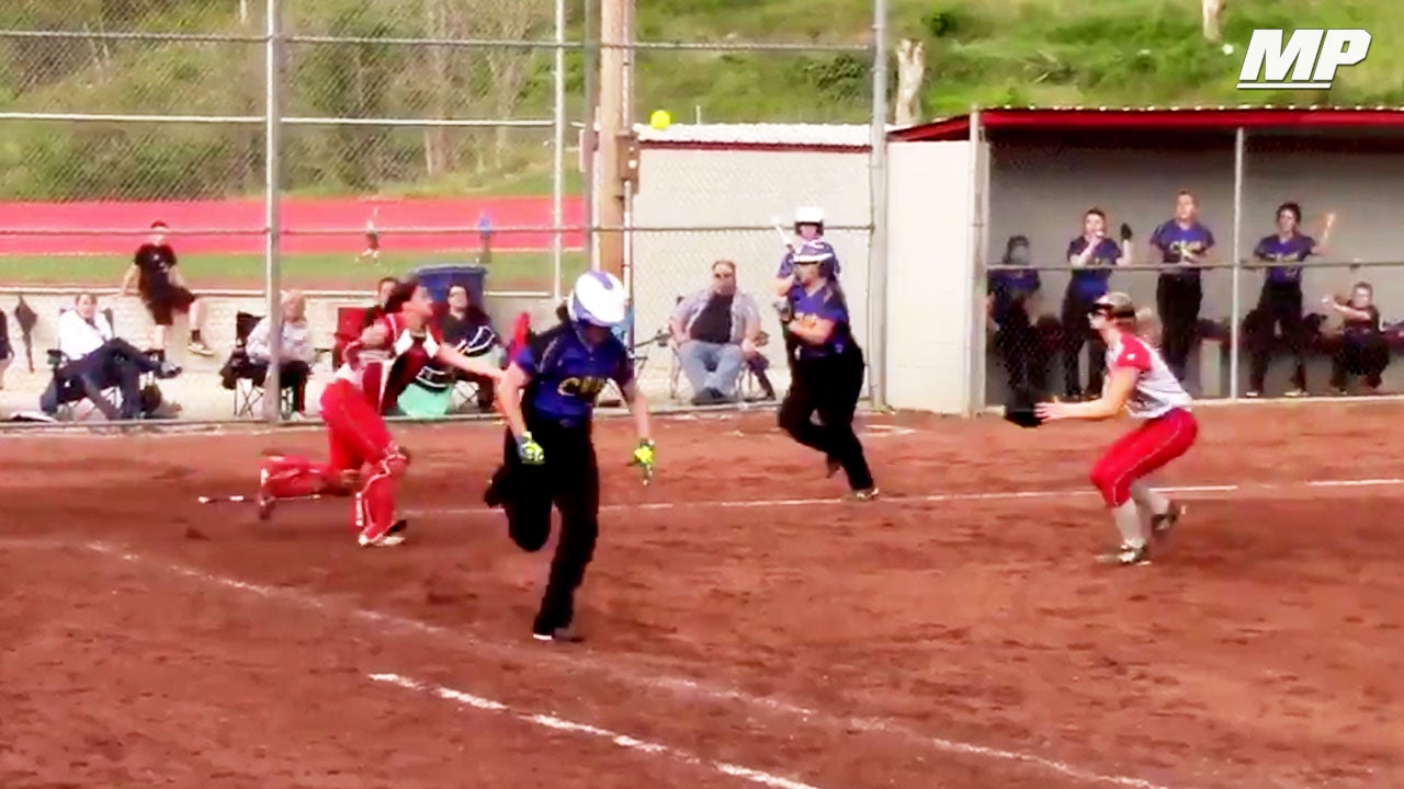 Softball: 3-run pop-up results in bizarre play