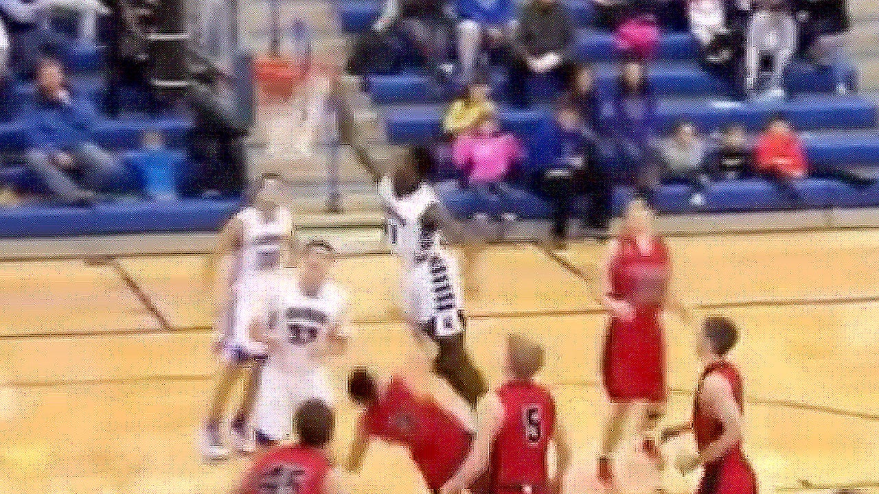 Slams home the tomahawk dunk... and one