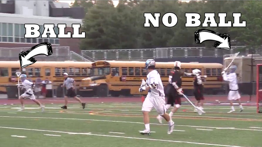 This is a trick play goal by Colin Minicus of Darien, Connecticut during FCIAC title game against New Canaan.  Goalie sneakily hands ball off to Minicus on exchange.