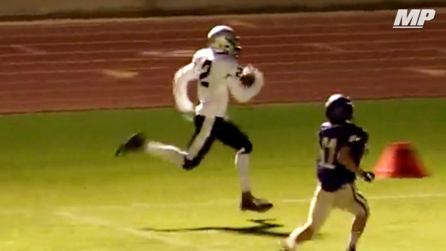 Brenden Rice won't begin playing for the varsity team until his sophomore year but he has been tearing it up in freshmen play this year. 

He also happens to be the son of the best wide receiver in NFL history, Jerry Rice.