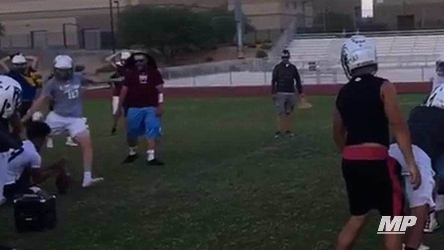 Daniel Whelan of Rancho Mirage (CA) boots a 72-yard field goal. The record for longest field goal in a game for high school is 68 yards.