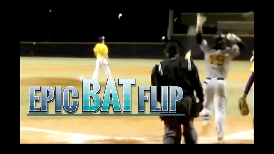 Dante Bichette's son Bo flips his bat after a homerun.