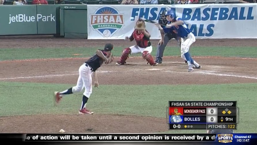 A game-winning walk off suicide squeeze bunt by Johnathan Dewane of Bolles (FL) in extra innings to nab the state title with 1-0 win over Monsignor Pace. Video Courtesy of BHSN.