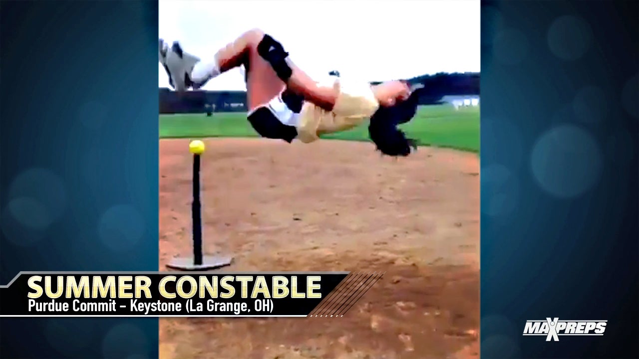 High School Softball Player Does Flip Before Showing Off Bat Tricks