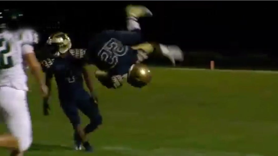 Flipping is the hot TD celebration, but Alonso (FL) RB Malik Johnson does it in a game.  

Courtesy @WFLAPaul and WFLA Network