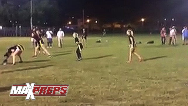 Michelle Roque of Florida State's Delta Gamma chapter has an amazing run in the finals of the annual Beta Theta Pi flag football tournament fundraiser.