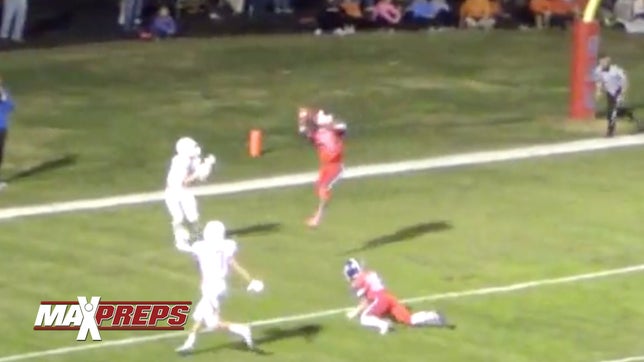 Christian Academy's (KY) Milton Wright makes a nice interception in the endzone and takes it back 100-yards to the house.