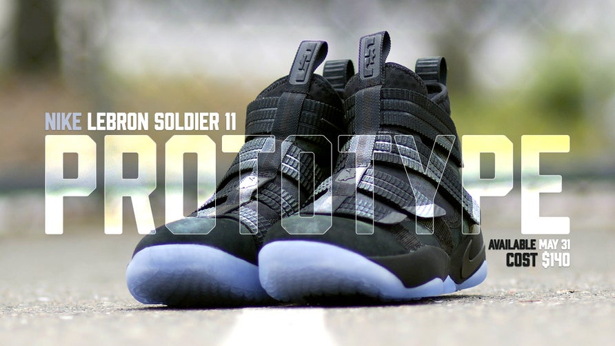 A unique look at The LeBron Soldier XI 'Prototype' released on May 31, 2017.