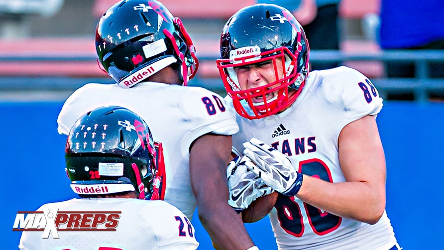 Defensive end, Suley Maclean (Centennial, TX), strips the ball and runs 35 yards for the score.