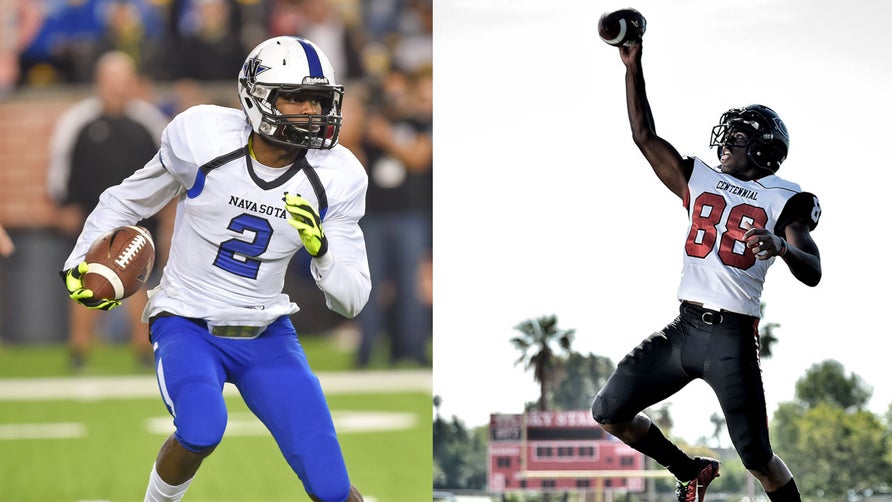JP Shohfi (San Marino, CA), Allie Freeman IV (Episcopal, AR), Javon McKinley (Centennial, CA), Jason Pirtle (Locust Grove, OK), and Tren'Davian Dickson (Navasota, TX) are the top five returning receivers in 2015.