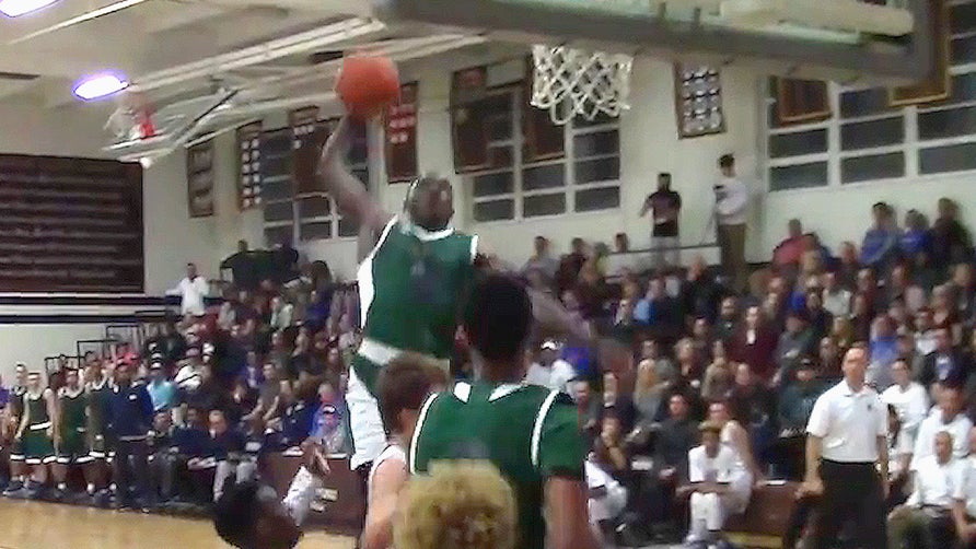 Chino Hills LaMelo Ball tosses a no looker to Elizjah Scott who throws down a vicious dunk on the break over Crespi guard.