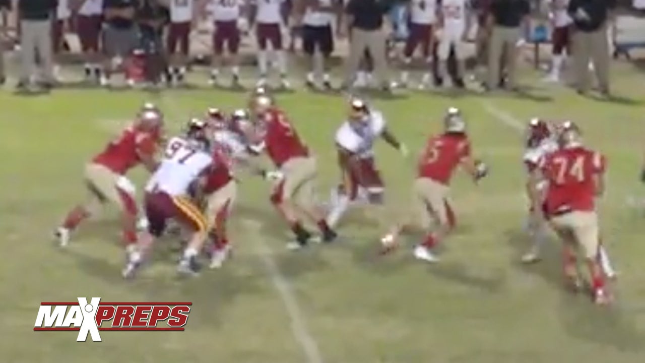 5-Star LB Caleb Kelly powerful spin move and sack