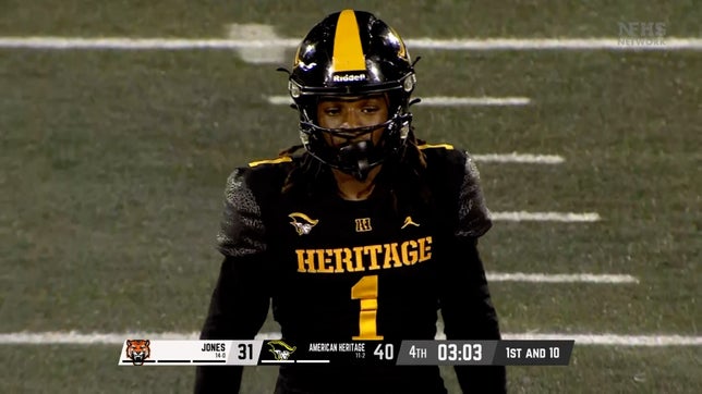 Highlights of No. 23 American Heritage's (Plantation, FL) 40-31 win over Jones (Orlando, FL) in the 4A state championship. Four-star Miami signee Malachi Toney completed 15 of 18 passes for 188 yards and had two total touchdowns. Four-star Florida signee Byron Louis added 221 yards rushing and two touchdowns. Jones' four-star Miami commit Dereon Jones rushed for 138 yards and three touchdowns in the loss.