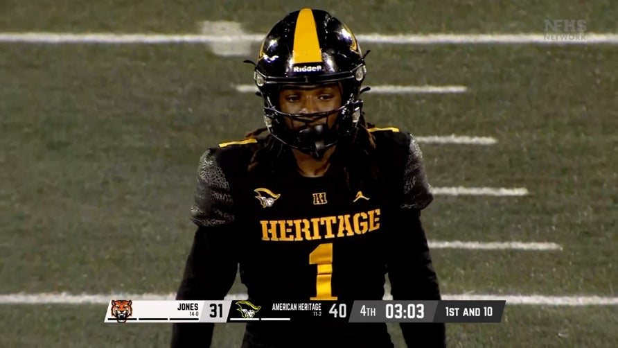 Highlights of No. 23 American Heritage's (Plantation, FL) 40-31 win over Jones (Orlando, FL) in the 4A state championship. Four-star Miami signee Malachi Toney completed 15 of 18 passes for 188 yards and had two total touchdowns. Four-star Florida signee Byron Louis added 221 yards rushing and two touchdowns. Jones' four-star Miami commit Dereon Jones rushed for 138 yards and three touchdowns in the loss.