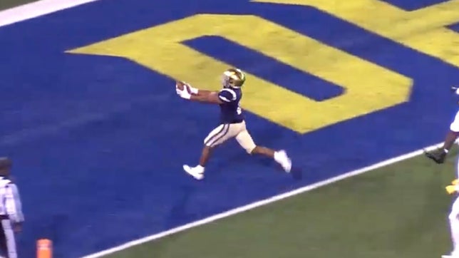 Highlights of B.J. Alleyne in Salesianum's (Wilmington, DE) 45-17 win over Cape Henlopen (Lewes, DE). The senior running back finished with 192 yards rushing and three touchdowns.