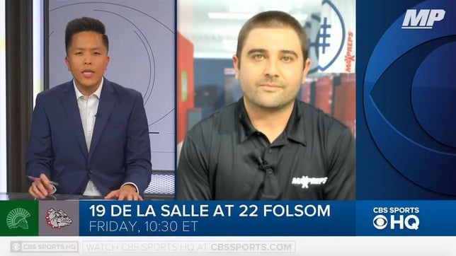 MaxPreps' National Football Editor Zack Poff joins CBS' Tommy Tran to break down a huge game in Northern California between No. 19 De La Salle (CA) @ No. 22 Folsom (CA).
