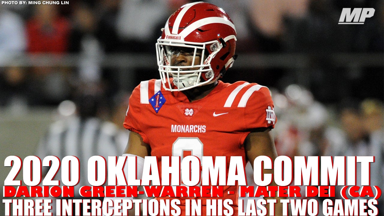 2020 Oklahoma commit Darion Green-Warren with three INT's in two games