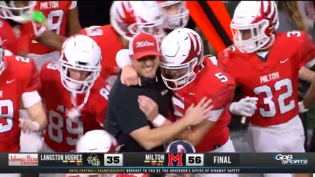 Highlights of No. 2 Milton's (GA) 56-35 win over Langston Hughes (Fairburn, GA) in the Georgia 5A state championship. Miami signee Luke Nickel completed 21 of 22 passes for 413 yards and four touchdowns.