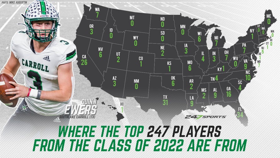 A look at where the Top 247 players are from in the Class of 2022. This is based off 247sports initial ranking of the 2022 class.