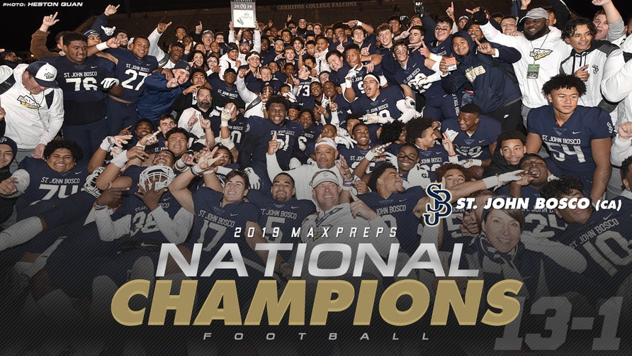 St. John Bosco (CA) finishes the year at No. 1.