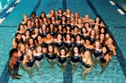 Jones Eagles Girls Varsity Swimming Fall 17-18 team photo.