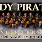 San Pedro Pirates Girls Varsity Basketball Winter 25-26 team photo.