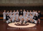 Riverton Wolverines Boys Varsity Wrestling Winter 18-19 team photo.
