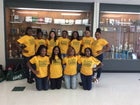 Mills University Studies Comets Co-ed Varsity Cheer Fall 16-17 team photo.