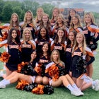 Union-Endicott Tigers Co-ed Varsity Cheer Fall 21-22 team photo.