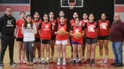 St. Pius X-St. Matthias Academy Warriors Girls Varsity Basketball Winter 23-24 team photo.