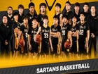 St. Pius X Sartans Boys Varsity Basketball Winter 23-24 team photo.