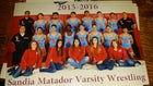 Sandia Matadors Boys Varsity Wrestling Winter 15-16 team photo.