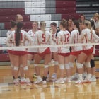 Onaway Cardinals Girls Varsity Volleyball Fall 25-26 team photo.