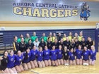 Aurora Central Catholic Chargers Girls Varsity Volleyball Fall 25-26 team photo.