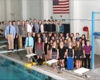 Columbus Discoverers Boys Varsity Swimming Winter 15-16 team photo.